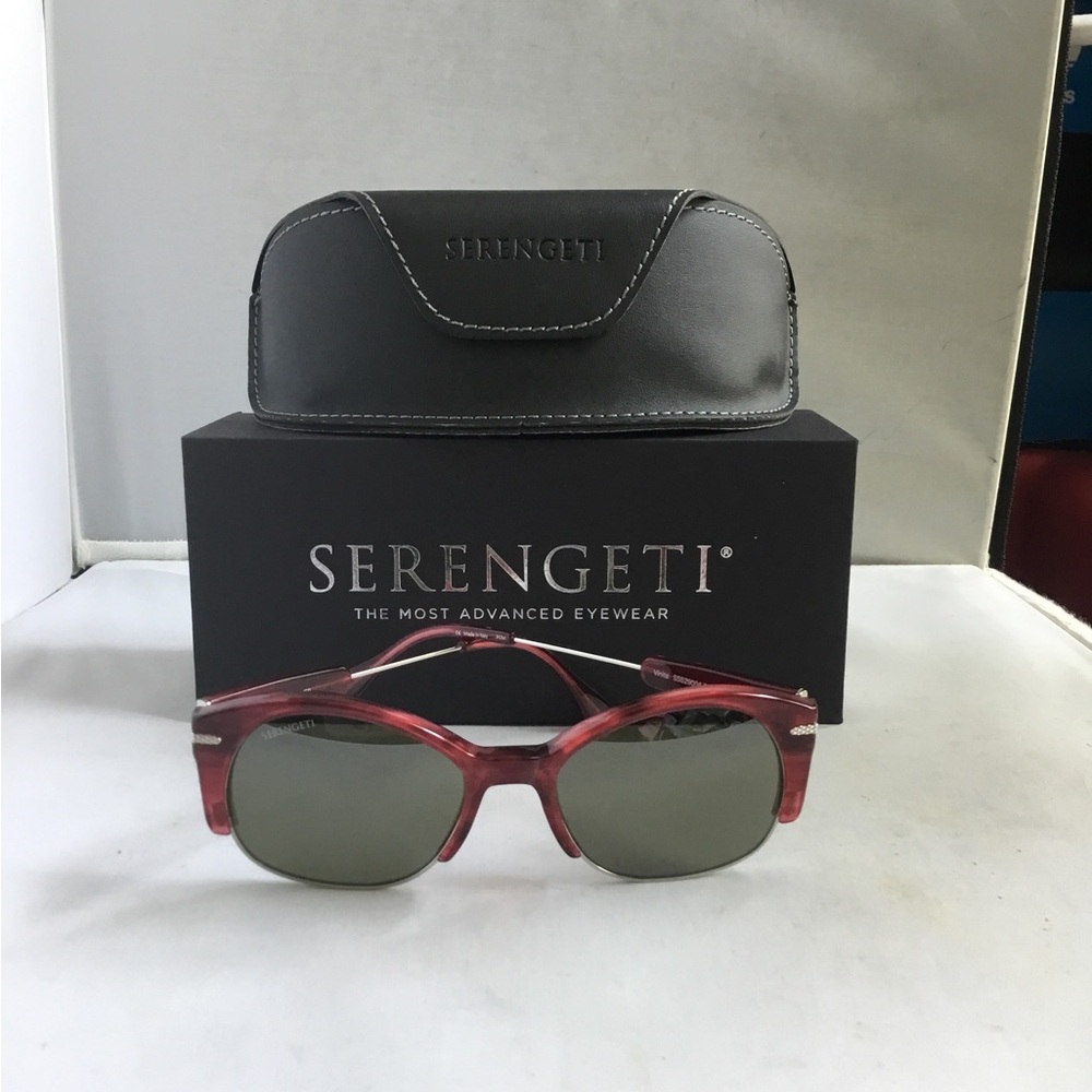 Serengeti Vinita Women’s Sunglasses - Red Frame with Green Lenses polarized